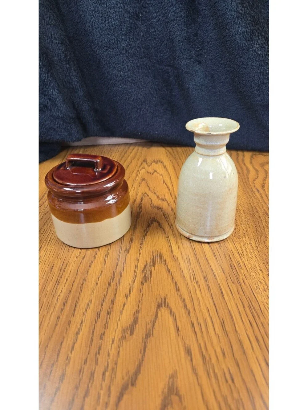 Vintage Ceramic Jar with Lid and Vase Set